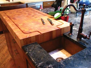 Wood top butcher block installed by Roger Shollmier of Kitchen Ideas